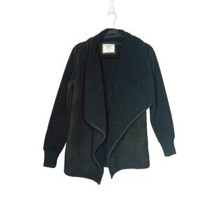Abercrombie & Fitch Sweater Womens SZ M Black Fleece Sherpa Open